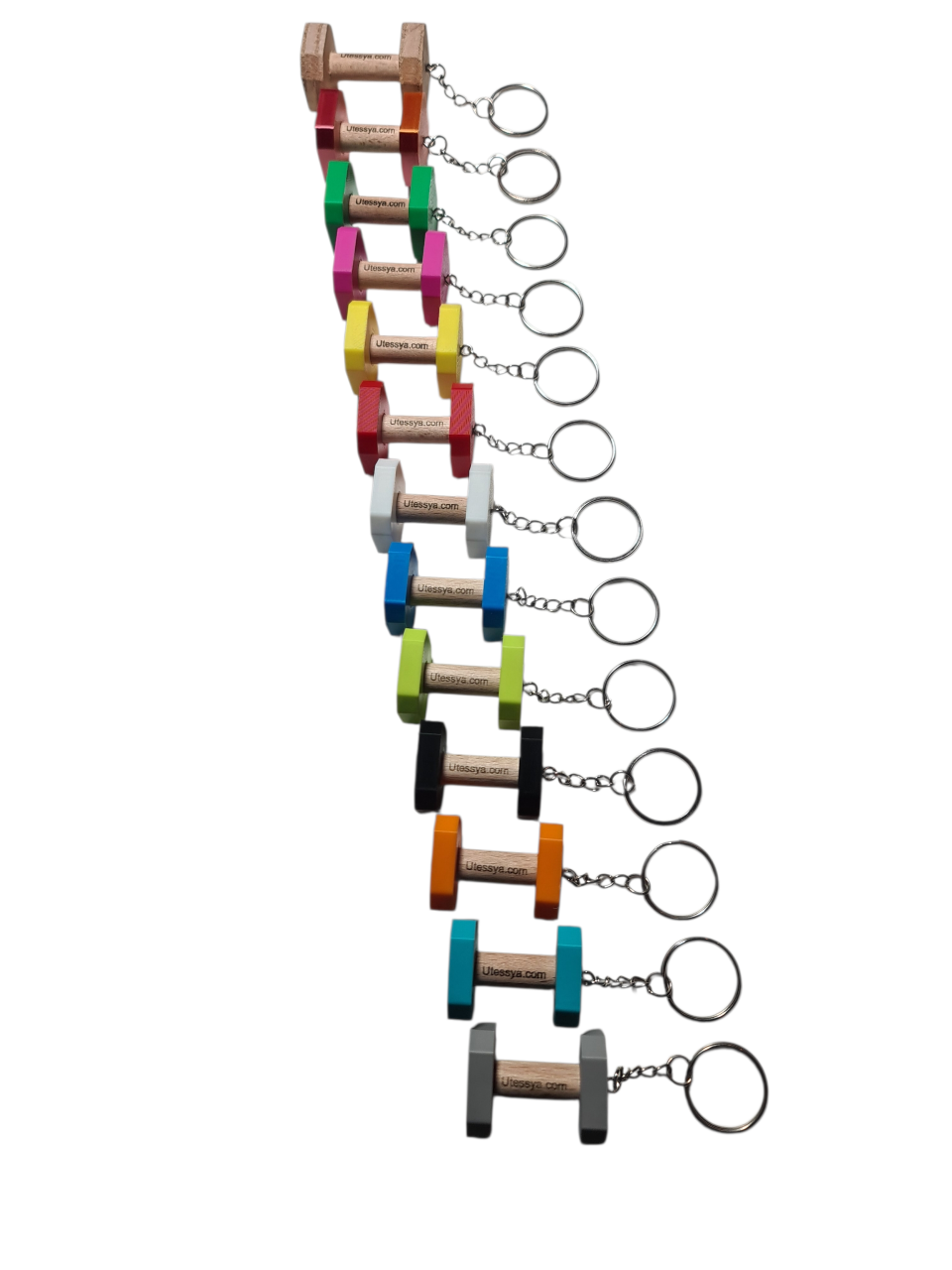 Porte-clés Haltère Long Fitness GYM - Déco Sac - Acier Et Plastique - Neuf